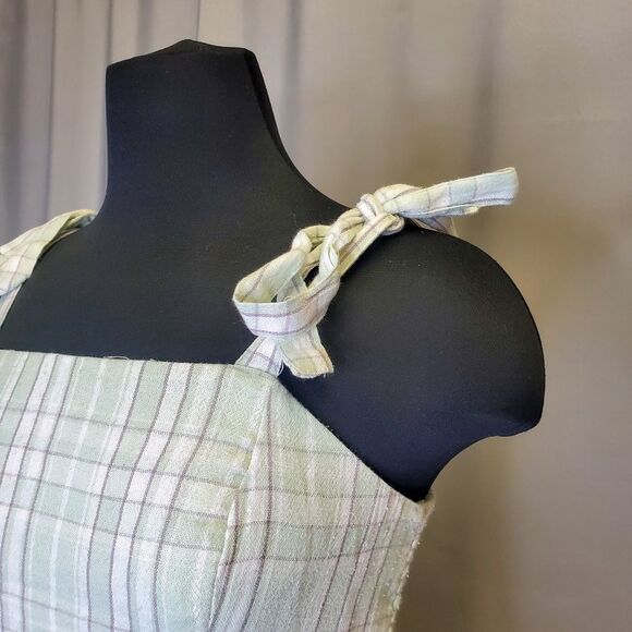 HOLLISTER Green Mint Plaid Mini Dress Sleveless Medium - Picture 1 of 6